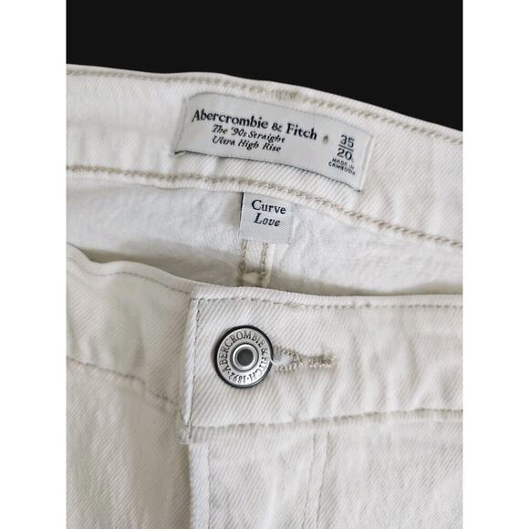 ABERCROMBIE & FITCH~Woman Plus Sz 35/20~Ivory Curve Love The 90s Straight Jeans. - Picture 4 of 16